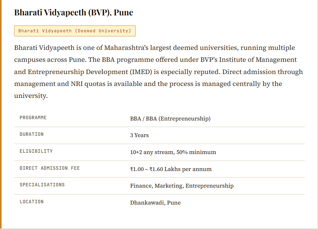 BBA Direct Admission in Top Colleges of Pune.