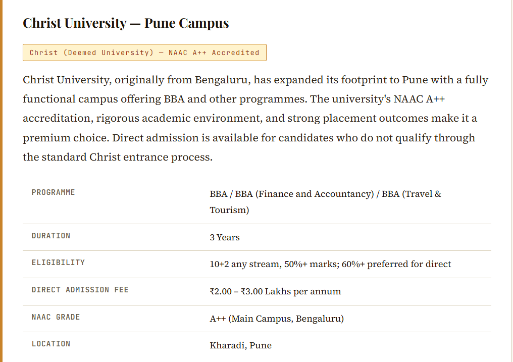 BBA Direct Admission in Top Colleges of Pune.