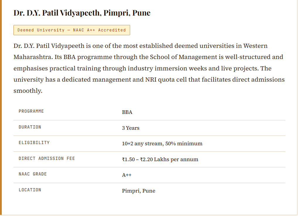 BBA Direct Admission in Top Colleges of Pune.